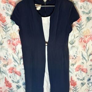 Vintage Navy and White Short Sleeve Fooler Dress